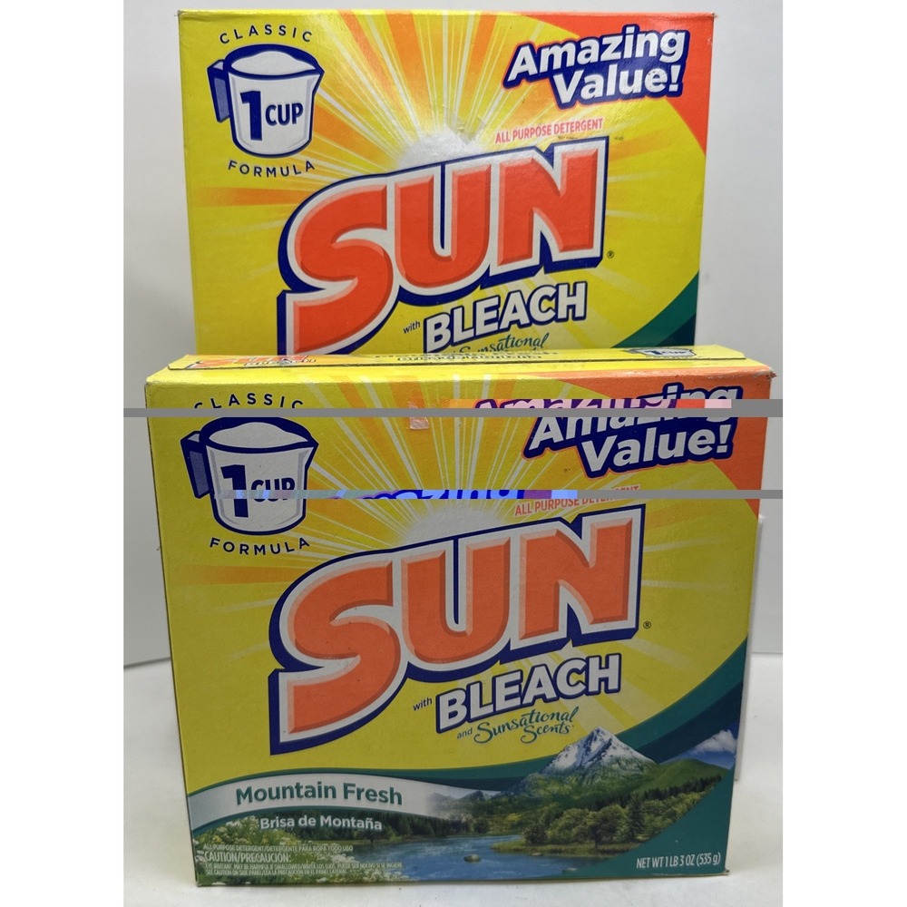 SUN with Bleach Powder Laundry Detergent Moutnain Fresh Lot of 2 boxes